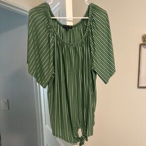 Green Striped Women's Top